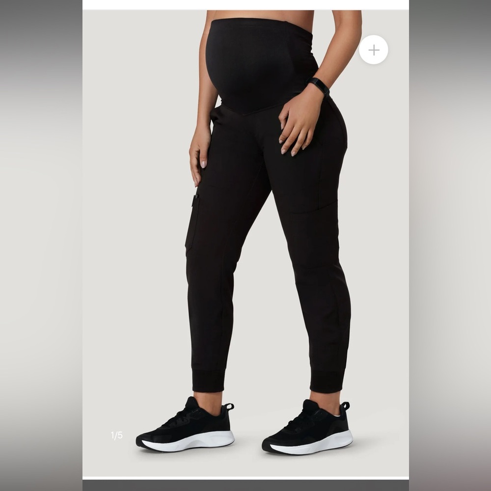 Maternity Black Jogger Pants with Over-Belly Panel